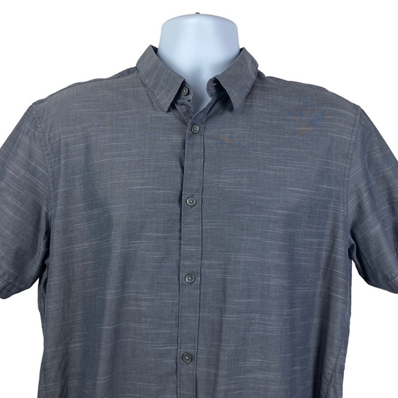 Calvin Klein Button Down Short Sleeve Shirt Men's Large Gray Marled - Picture 3 of 9